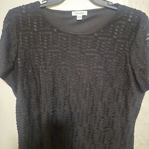 Calvin Klein Charcoal Textured Short Sleeve Top